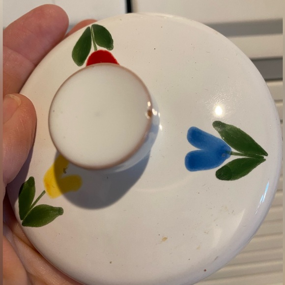 Vintage Tulip Canisters Set Of 3 With Lids Made in Italy Pottery Glazed - Picture 9 of 10